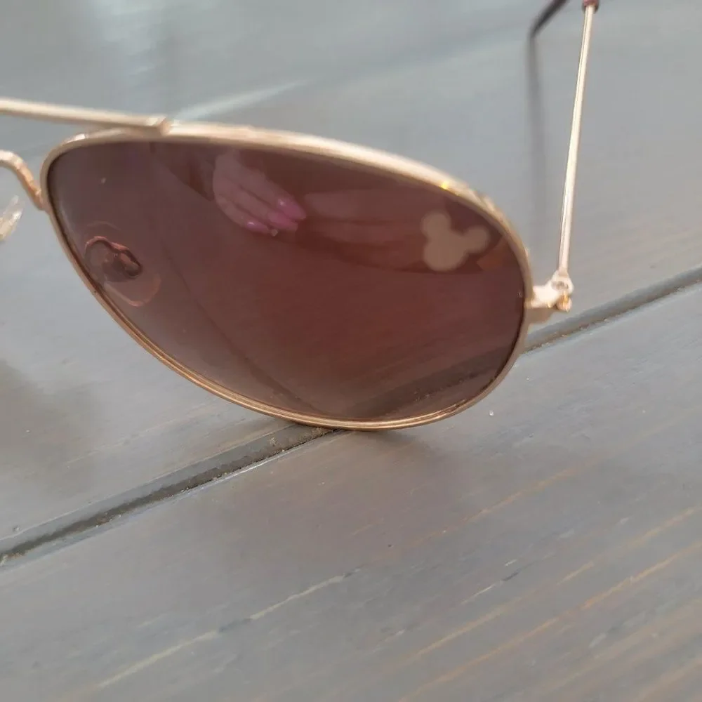 Disney Minnie Mouse Aviators Rose Lenses Gold Rim For Women's